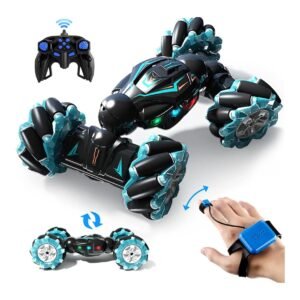 Deejoy RC Stunt Car, 2.4GHz 4WD Remote Control Gesture Sensor Toy Cars, Double Sided Rotating Off Road Vehicle 360° Flips with Lights Music, for Boys & Girls Birthday