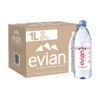 evian Natural Spring Water, Naturally Filtered Spring Water in Large Bottles, 33.81 Fl Oz (Pack of 12)