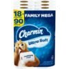 Charmin Ultra Soft Cushiony Touch Toilet Paper, 18 Family Mega Rolls = 90 Regular Rolls