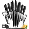 Home Hero Kitchen Knife Set, Steak Knife Set & Kitchen Utility Knives – Ultra-Sharp High Carbon Stainless Steel Knives with Ergonomic Handles (17 Pc Set, Black)