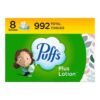 Puffs Plus Lotion Facial Tissues, 8 Family Boxes, 124 Facial Tissues per Box