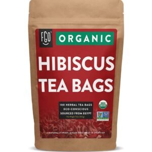 Organic Hibiscus Tea Bags | 100 Tea Bags | Eco-Conscious Tea Bags in Kraft Bag | Raw from Egypt | by FGO