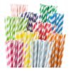 Weemium 200 Biodegradable Paper Straws – Durable & Eco-Friendly in 10 Color Stripes – Rainbow Drinking Straws & Party Decoration Supplies