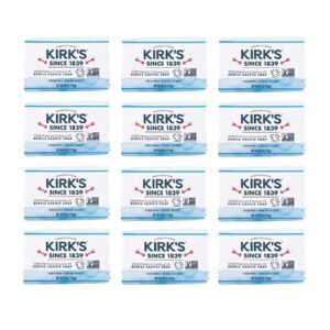 Kirk's Castile Bar Soap Clean Soap for Men, Women & Children| Premium Coconut Oil | Sensitive Skin Formula, Vegan | Original Fresh Scent | 4 oz. Bars – 12 Pack