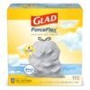 Glad ForceFlex Protection Series Tall Kitchen Trash Bags, 13 Gal, Fresh Clean with Febreze, 110 Ct (Package May Vary)
