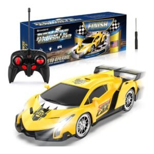 Growsland Remote Control Car, RC Cars Xmas Gifts for Kids 1/18 Electric Sport Racing Hobby Toy Car Yellow Model Vehicle with Lights and Controller Kids Toys Gifts for 4 5 6 7 8-12 Year Old Boys Girls