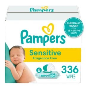 Choose your count – Baby Wipes, Pampers Sensitive Water Based Baby Diaper Wipes, Hypoallergenic and Unscented, 6 Pop-Top Packs, 336 Total Wipes (Packaging May Vary)