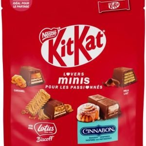KITKAT Lovers Minis, Variety Pack, Caramel, Lotus Biscoff, Cinnabon, Milk, Crispy Wafer Bars, Perfect for Holidays and Sharing, Individually Wrapped, 300g Resealable Pouch