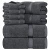 Utopia Towels 8-Piece Premium Towel Set, 2 Bath Towels, 2 Hand Towels, and 4 Wash Cloths, 600 GSM 100% Ring Spun Cotton Highly Absorbent Towels for Bathroom, Gym, Hotel, and Spa (Grey)