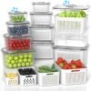 damynuo 10Pack Fruit Storage Containers for Fridge – Berry Containers with Vent and Handle Lids, Fruit Containers for Fridge with Colander, lettuce keeper for Refrigerator Organizers and Storage