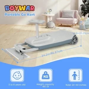 Portable Go Kart, Variable Speed For Kids, 5 Speeds Available, Cleaning Go Kart For 3+ Year Old (Includes Mop), Kids' Wiggle Car With Large Storage Gift For Mother'S Day