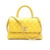 CHANEL Coco Handle Mini Flap Bag AS92990 Yellow/S Metal Hardware Caviar