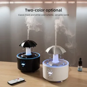 Rotating Water Drop Aromatherapy Diffuser with Essential Oil Addition, Timer & Auto Shut-Off - Quiet Mist Humidifier for Home or Office, Black & White Options, US Plug, 110V/220V Compatible, Home Air Freshener | Minimalist Humidifier | Sleek Water Tank