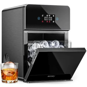 Clear Ice Ball Maker with CrystalRocks Technology, 4 pcs in 40 Mins, 144 pcs/Day, Sphere Ice Maker with Enhanced Insulation, Automatic Water Supply, Self-Cleaning for Whiskey & Bourbon