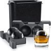 Crystal Clear Ice Ball Maker - 2 Cavity Silicone Molds - Clear Ice Ball Sphere and Whiskey Tray Maker for Whiskey (Round)