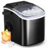 KASTWAVE Countertop Ice Maker Machine with Handle, 9 Cubes Ready in 6 Mins, 26lbs in 24Hrs, Auto-Cleaning Portable Ice Maker, 2 Sizes of Bullet Ice for Home Kitche Camping RV Party (Black)